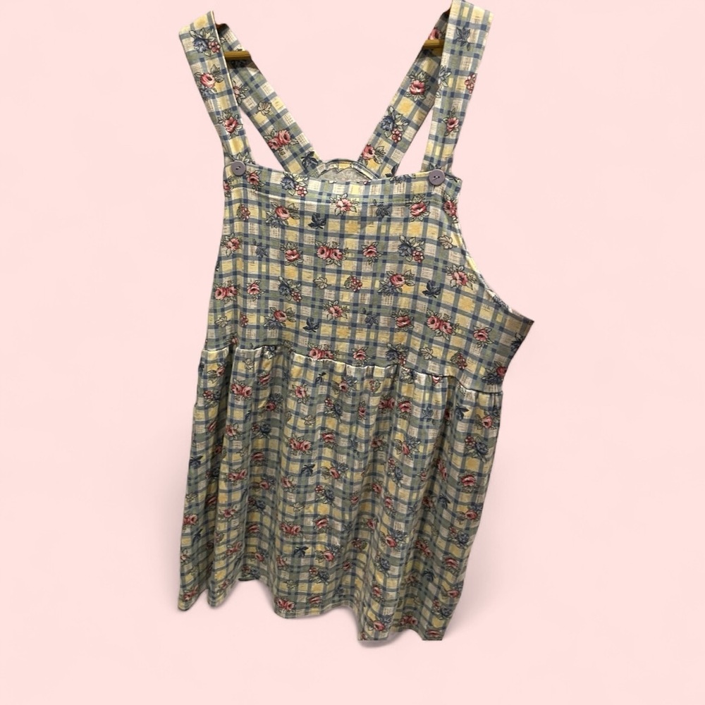 Cute vintage 80’s cottagecore granny floral windowpane jumper skirt mini